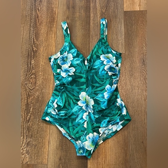 Women's Plus Size‎ 20 Vintage Gabarll Swimwear Tropical One Piece Swim Suit - Picture 1 of 10